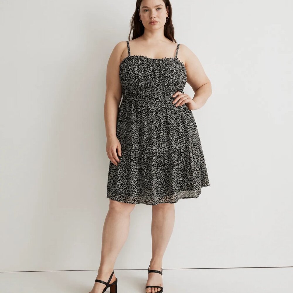 Madewell Plus Sophia Cami Tiered Mini Dress in Micro Daisy 18W